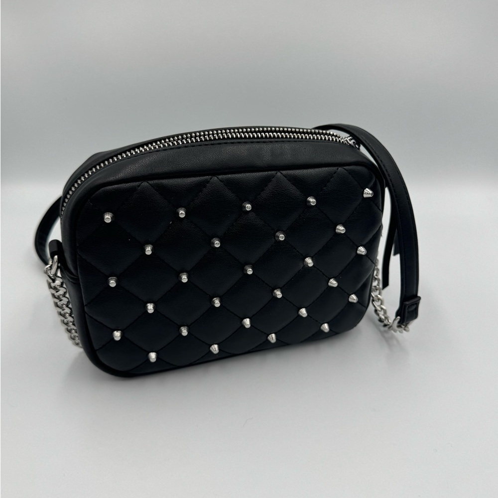NWOT Rebecca Minkoff Diamond Quilted Studded Top Zip Crossbody Bag